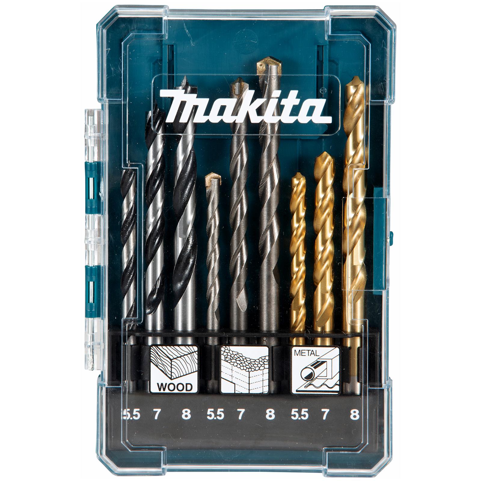 Makita 13-Piece Multi-Material Drill Bit Set ā Wood, Concrete & Metal Compatible