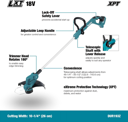 Makita DUR193Z 18V LXT Grass Trimmer – Compact & Lightweight, Tool Only