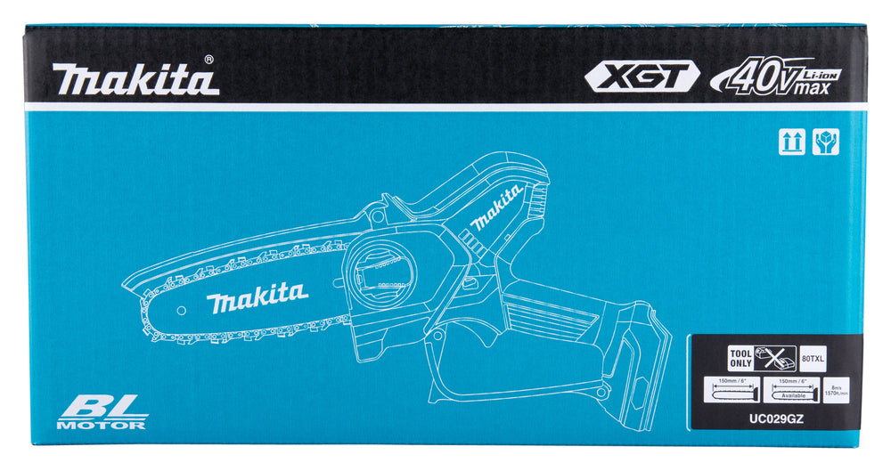 Makita UC029GZ 40V XGT Cordless Brushless Chainsaw – 6" Bar, Bare Unit